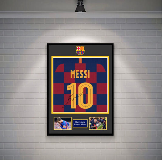 Messi Signed Barcelona Shirt (Poster)