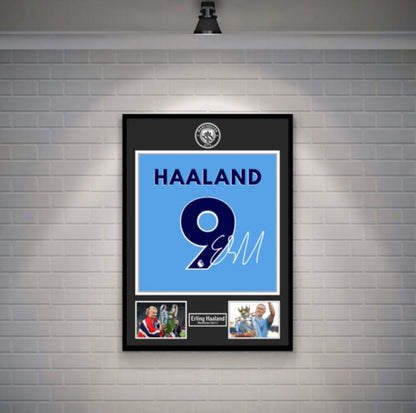 Erling Haaland Signed Manchester City Shirt (Poster)