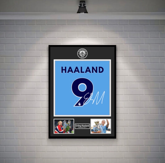 Erling Haaland Signed Manchester City Shirt (Poster)