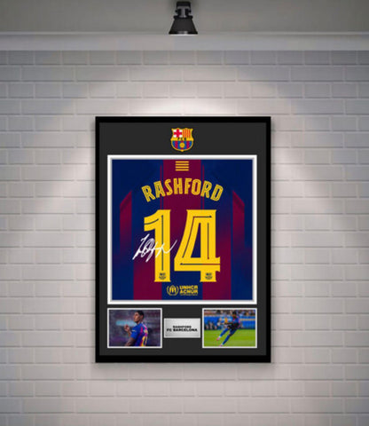 Marcus Rashford Signed Barcelona Shirt (Poster)