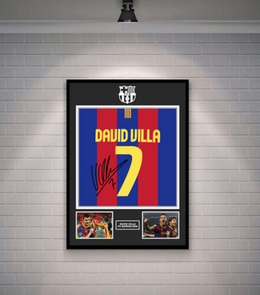 David Vila Signed Barcelona Shirt (Poster)