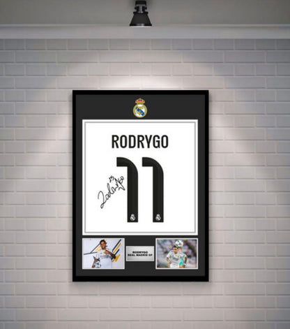 Rodrygo Signed Real Madrid Shirt (Poster)