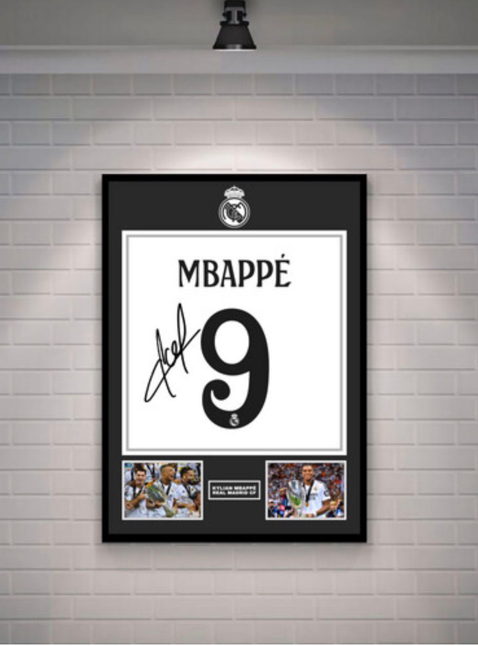Mbappe Signed Real Madrid Shirt (Poster)